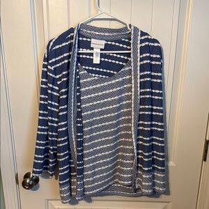 Alfred dunner Blue and White Striped Women's Sweater XL